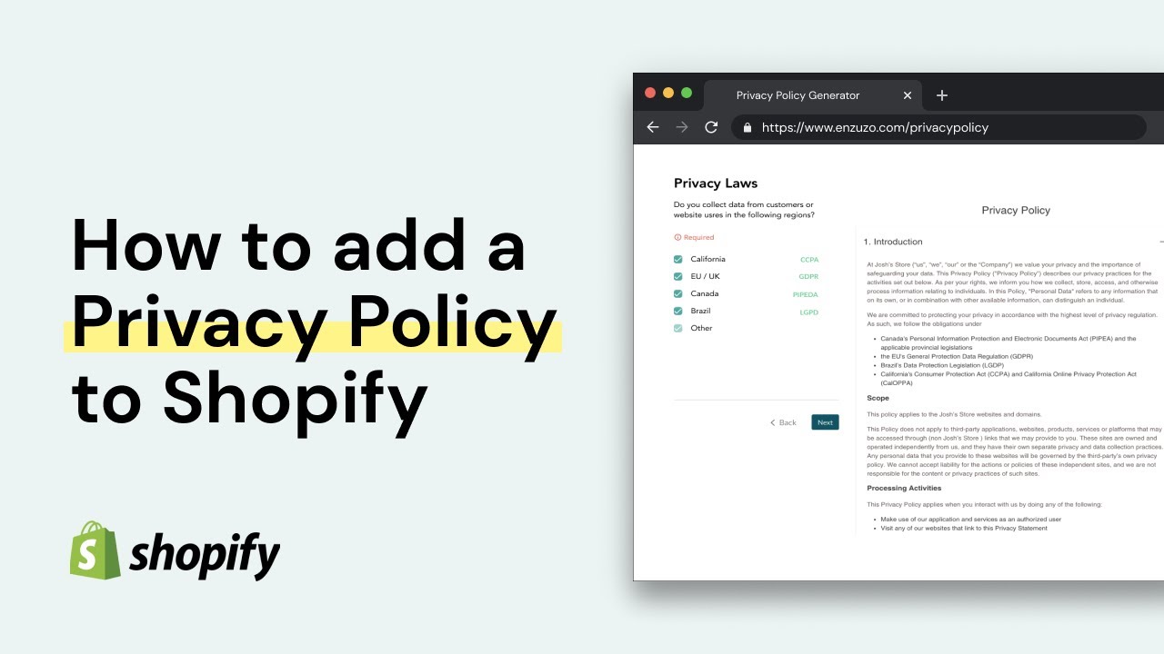 Shopify Privacy Policy Generator